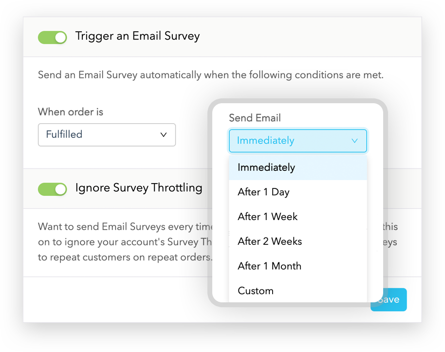 Send an Email Survey immediately or after a delay