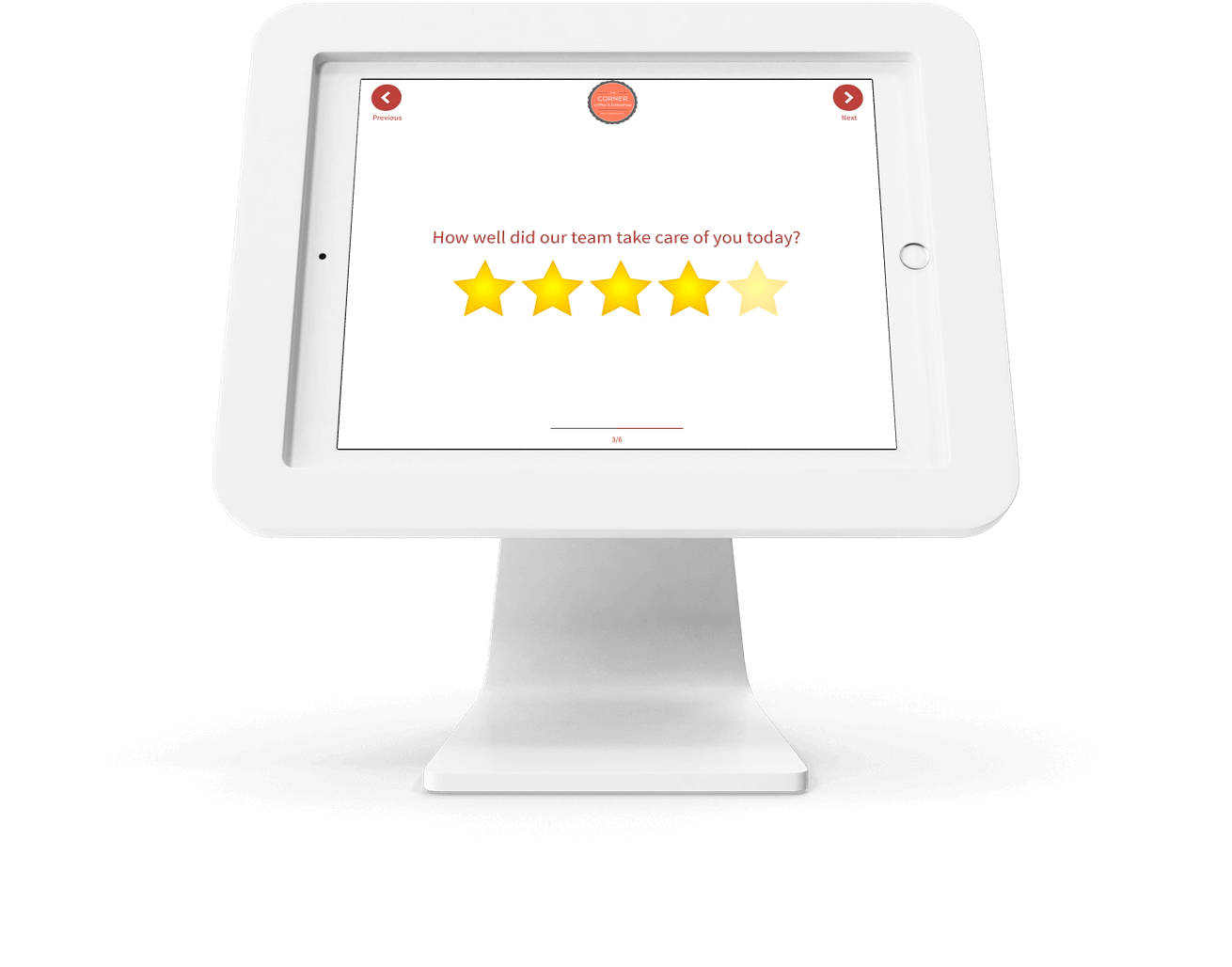 Tablet-based Feedback Kiosk with 5 Star Rating Question