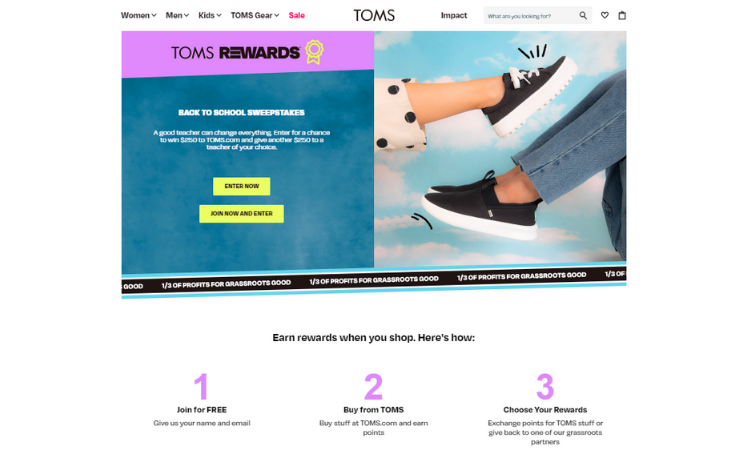Customer Loyalty Example - TOMS